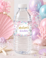 Editable Mermaid Birthday Party Water Bottle Labels (Instant Download)