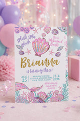 Mermaid Invitation Editable Template, Under the Sea Birthday Party Digital Invite, Instant Download