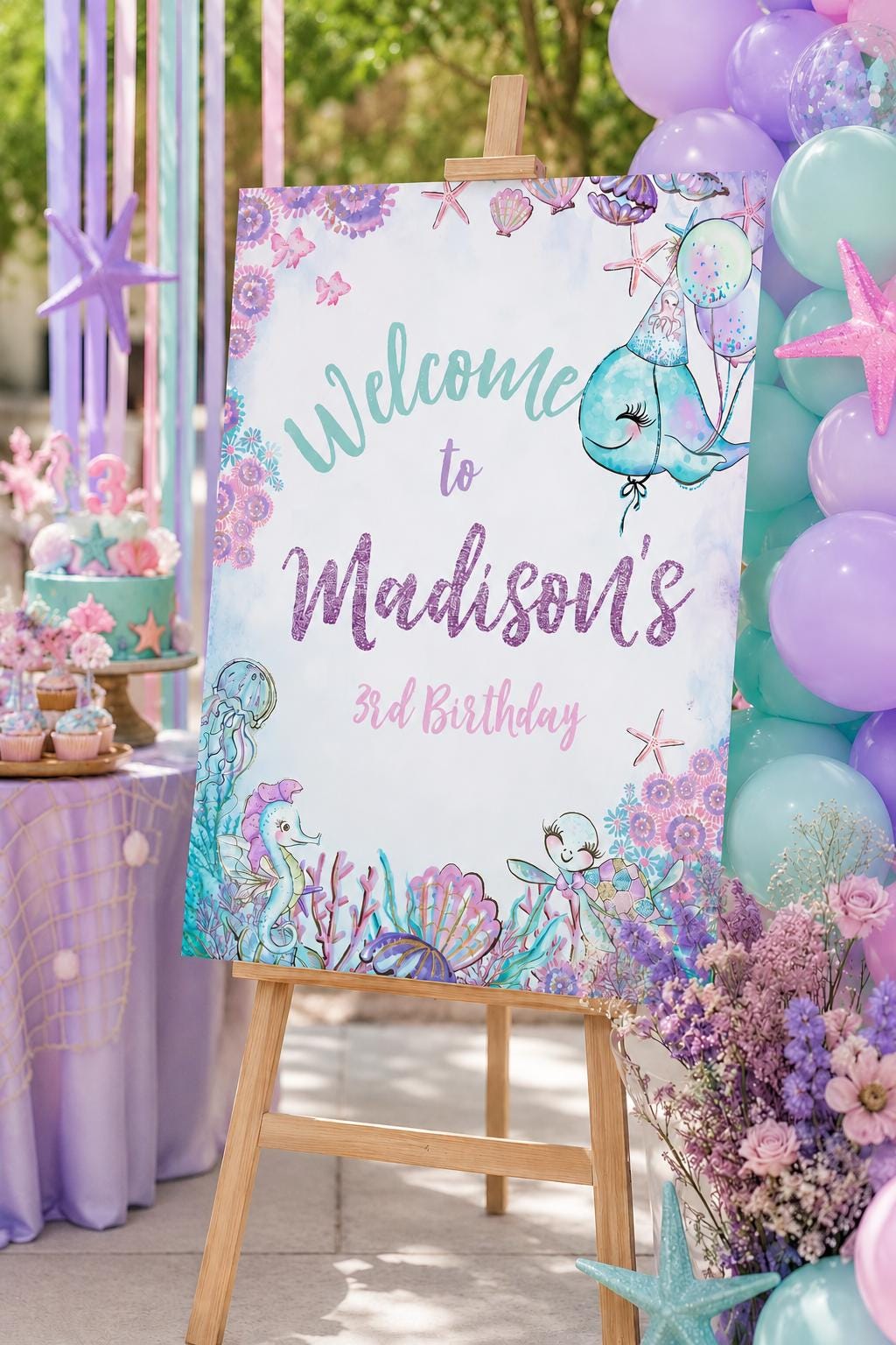 Under The Sea Birthday Welcome Sign, Sea Turtle Party (Printable)