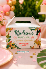 Tropical Bird Birthday Favor Box Label, Editable (Instant Download)