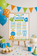 Little Monster 1st Birthday Milestone Board Editable Template (Instant Download)