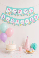 Pool Birthday Party Banner, Editable Flamingo Unicorn Theme (Digital Item)