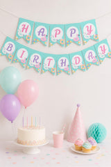 Pool Birthday Party Banner, Editable Flamingo Unicorn Theme (Digital Item)