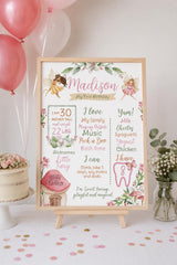 Editable Fairy First Birthday Milestones Sign, Princess Garden (Digital Download)