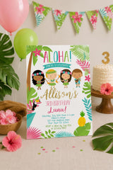 Editable Luau Birthday Invitation, Tropical Party (Instant Download)