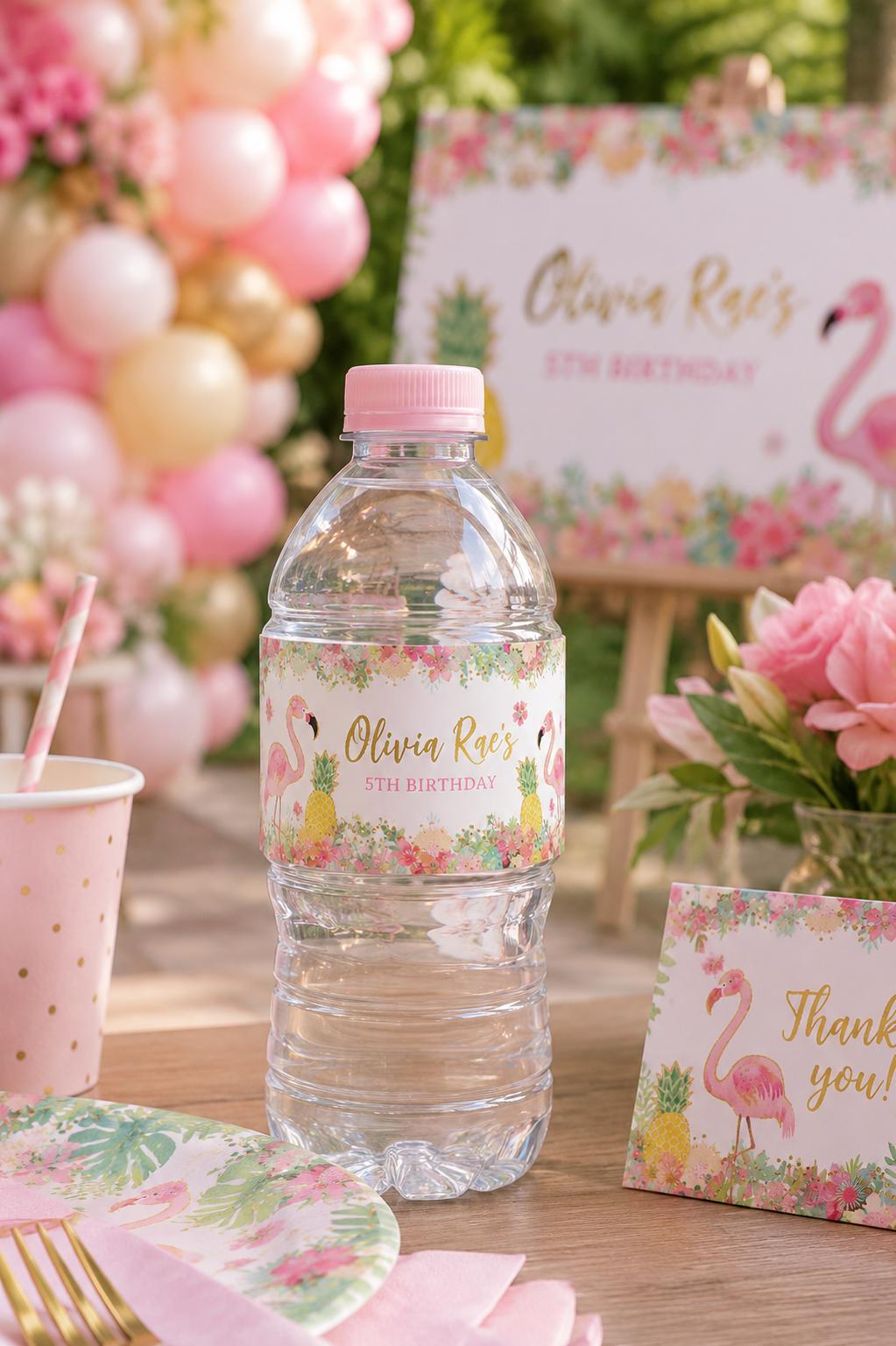 Flamingo Water Bottle Label, EDITABLE, Flamingle Birthday Party, Tropical Birthday Decorations, INSTANT DOWNLOAD