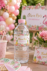 Flamingo Water Bottle Label, EDITABLE, Flamingle Birthday Party, Tropical Birthday Decorations, INSTANT DOWNLOAD