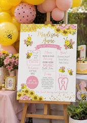 Little Bee 1st Birthday Board, Editable Sign (Digital Download)