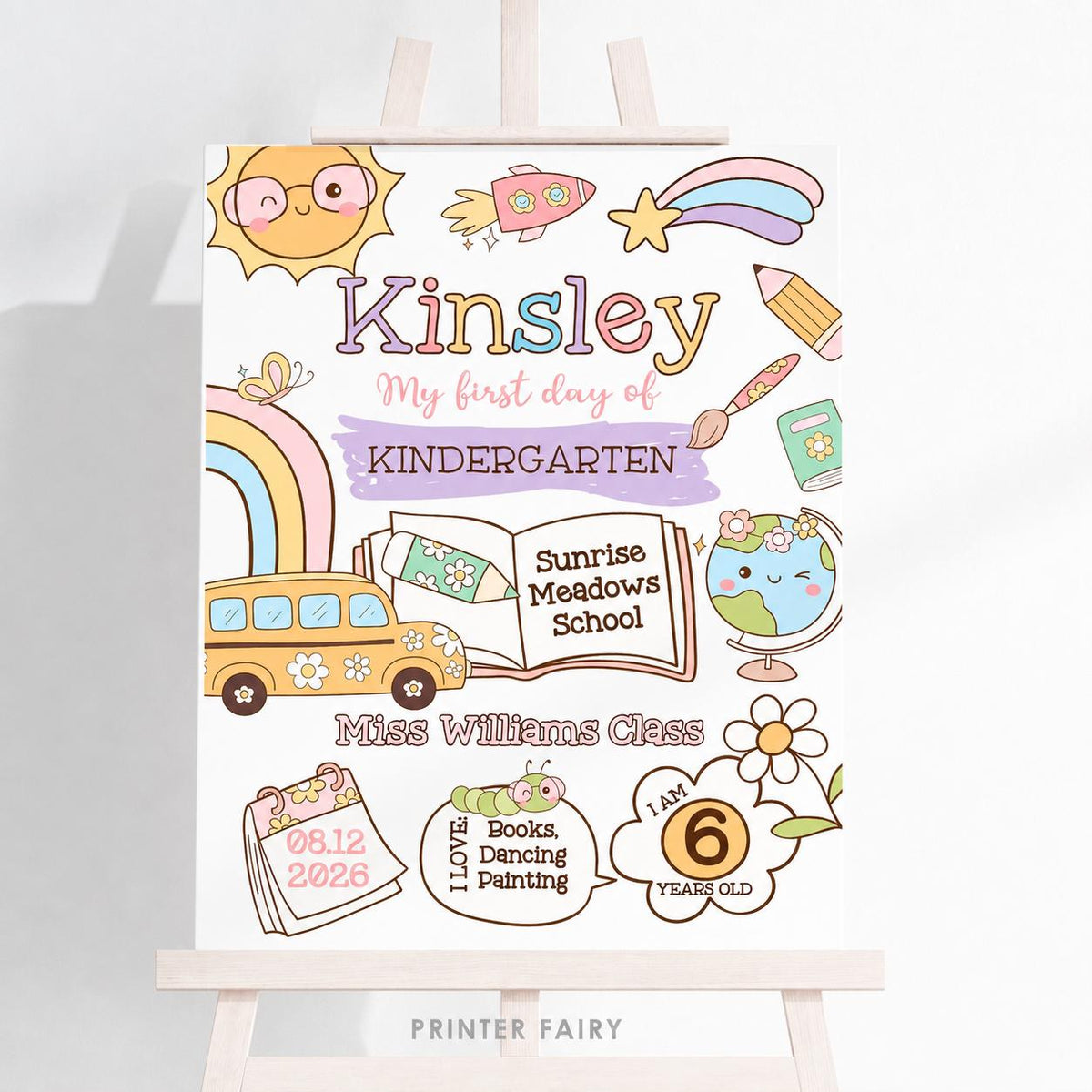 Editable First Day of School Sign, Back to School Photo Prop (Instant Download)