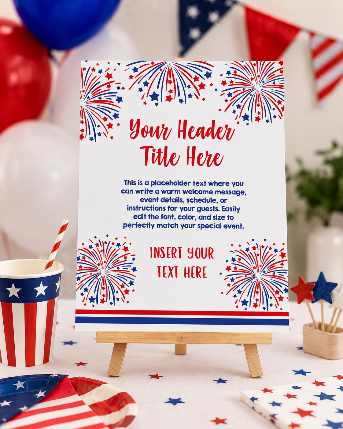 4th of July Baby Shower Editable Party Kit (Digital Download)