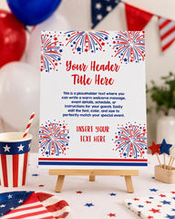 4th of July Editable Menu Template, Printable Sign, Food Tents (Instant Download)