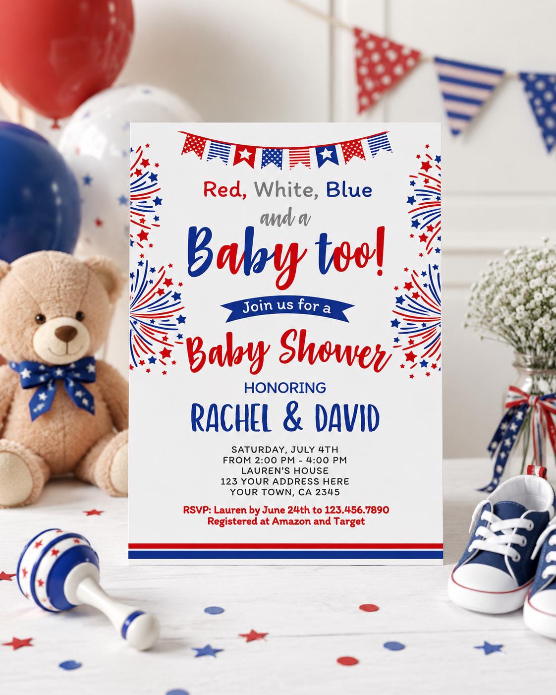 4th of July Baby Shower Editable Party Kit (Digital Download)