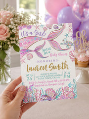 Mermaid Baby Shower Invitation, Under the Sea, EDITABLE (Instant Download)
