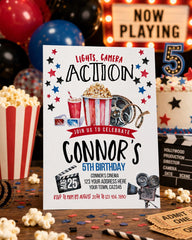 Editable Movie Birthday Invitation Editable Template, Cinema Party (Instant Download)