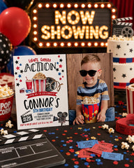 Movie Birthday Invitation with Photo Editable Template (Digital Instant Download)
