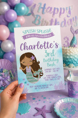 Editable Mermaid Birthday Invitation, Under the Sea Party (Digital Invitation)
