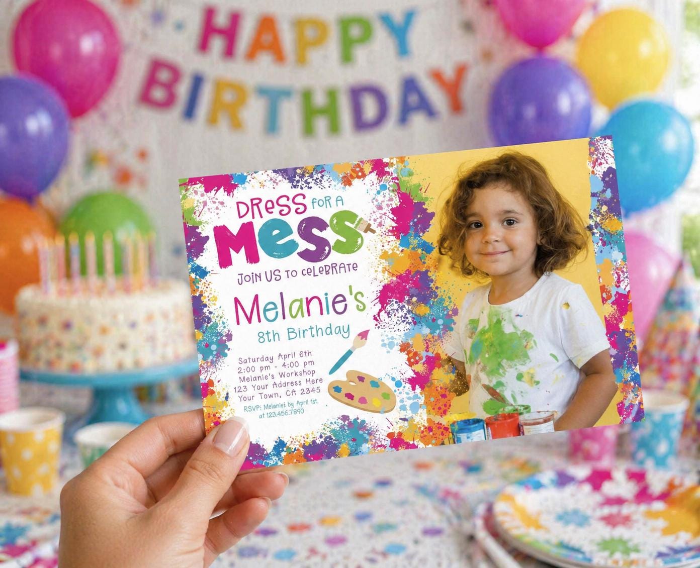 Editable Art Birthday Invitation, Painting Party (Digital Invite)