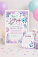 Under The Sea Birthday Time Capsule, Editable Template Sign & Card (Instant Download)