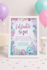Under The Sea Birthday Sign Editable Template Whale Party Decoration (Instant Download)