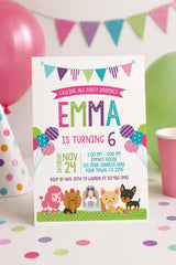 Puppy Birthday Invitation Editable Template, Pet Adoption Party (Instant Download)