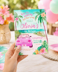 Beach Birthday Invitation, Tropical Surf Party, Editable Template (Digital Download)