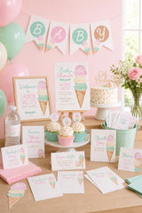 Ice Cream Baby Shower Bundle, Girl Sprinkle Party (Digital Download)