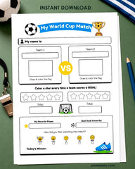 World Cup Printable Activity Sheet, Soccer Match Tracker, Party Game (Digital Download)
