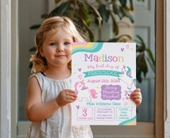 Unicorn Back to School Sign, First Day, ANY GRADE (Editable, Instant Download)