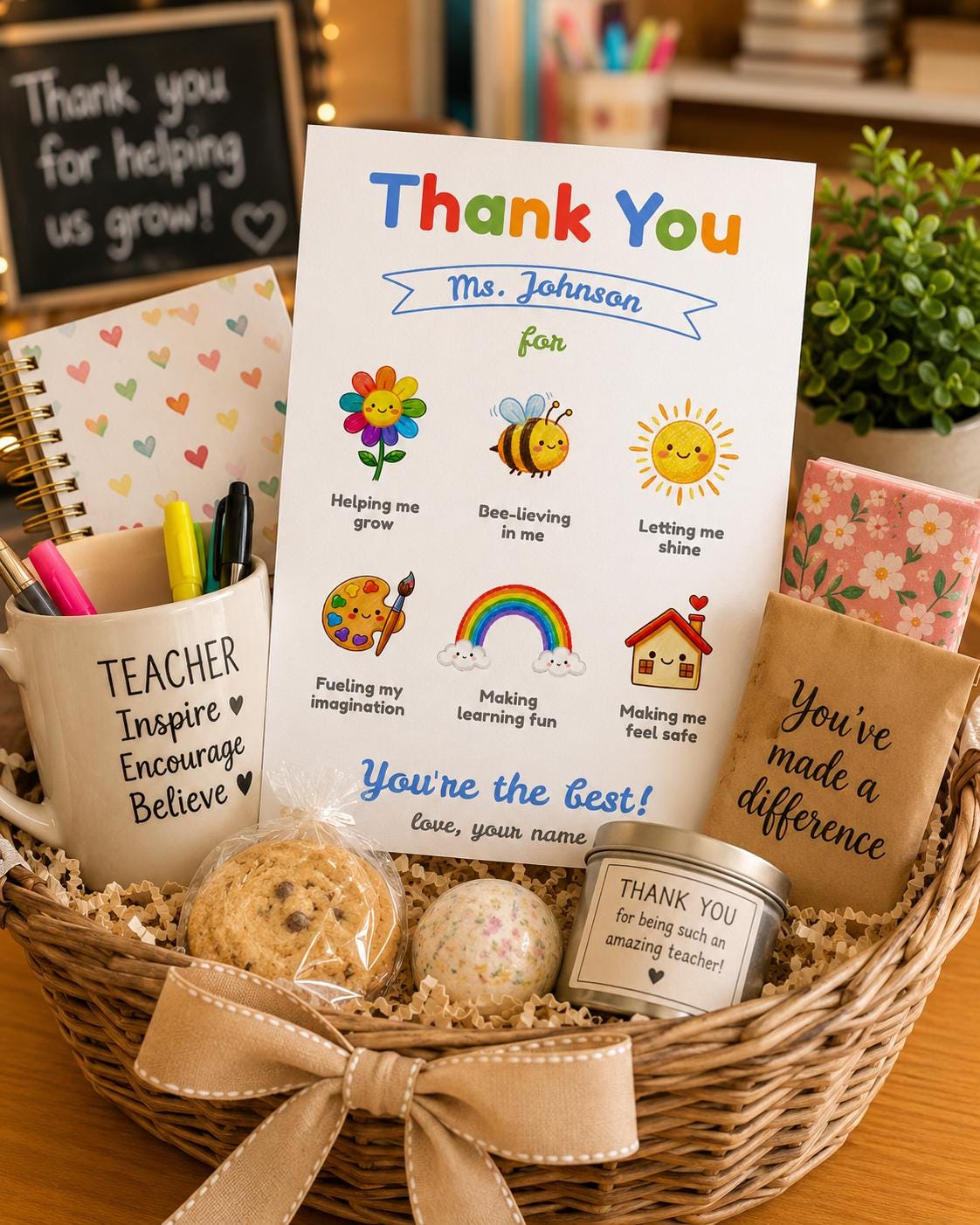 Teacher Appreciation Card, Editable Template, Instant Download (Digital)