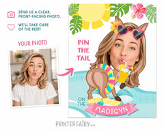 Personalized Pin the Tail Game – Custom Photo Pool Party Poster (Digital Download)
