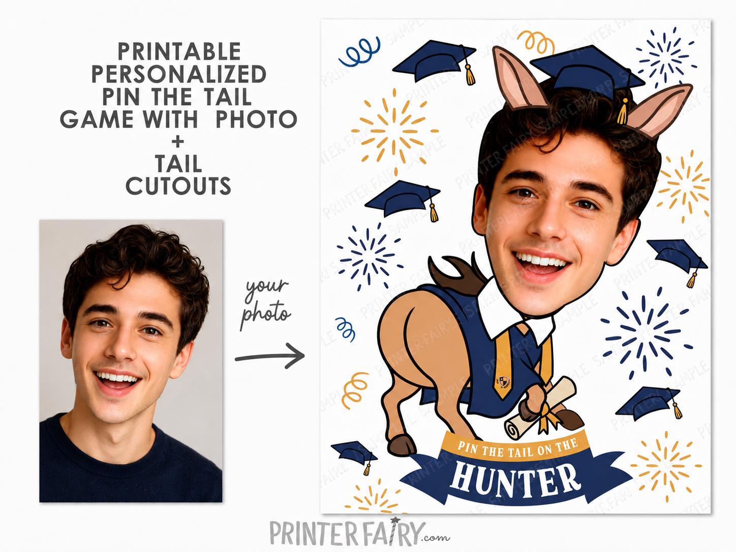 Custom Graduation Photo Game – Personalized Pin the Tail Party Activity (Digital Download)