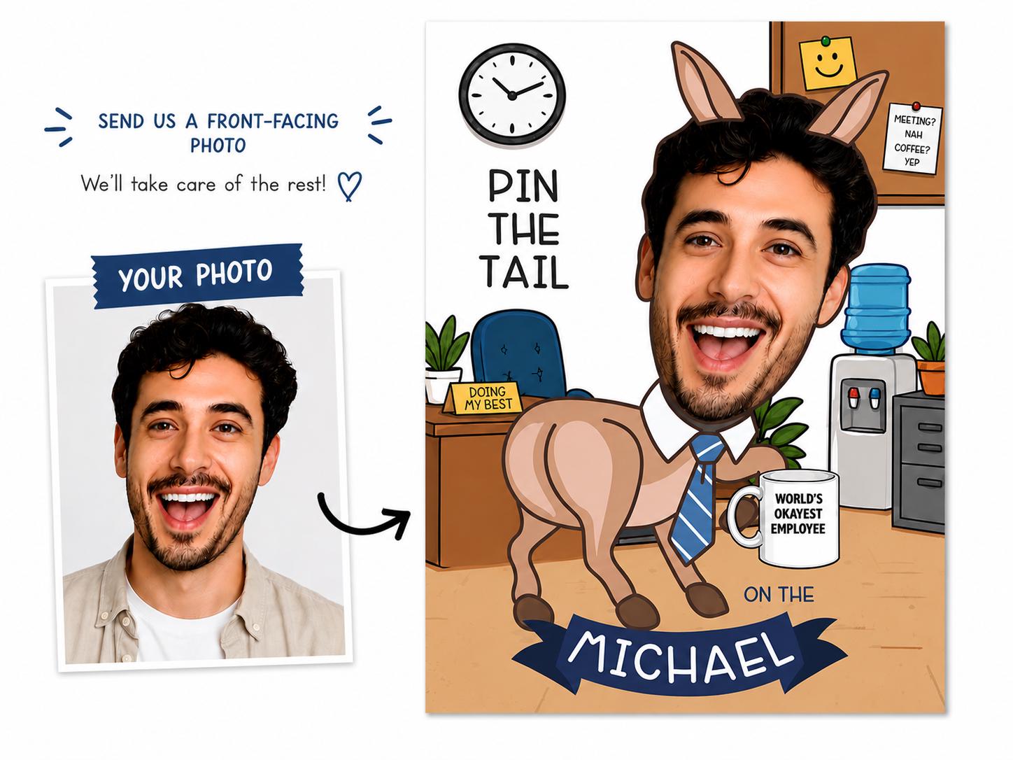 Personalized Pin Tail Game – Custom Office Party Poster (Digital Download)