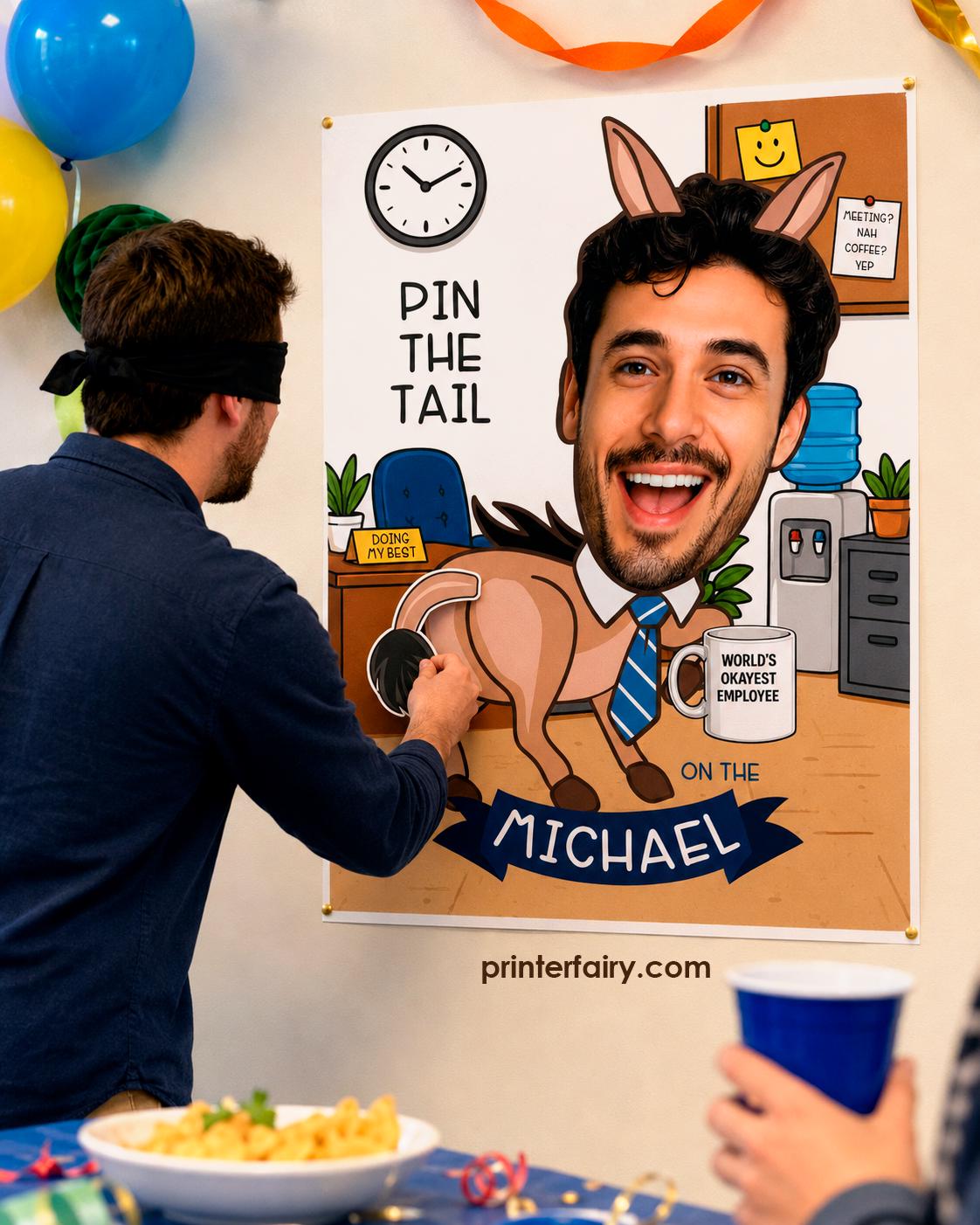 Personalized Pin Tail Game – Custom Office Party Poster (Digital Download)