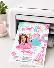 Custom Pool Party Invitation with Photo (Instant Download)