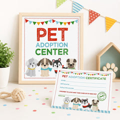 Puppy Adoption Party Prints, Pet Adoption Certificate (Digital files)