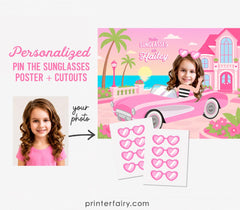 Custom Pin the Sunglasses Game Poster, Printable Download