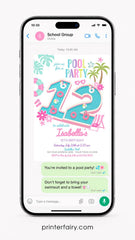Pool Party Invitation, 12th Birthday Girl, Summer Splash Bash (Digital Download)