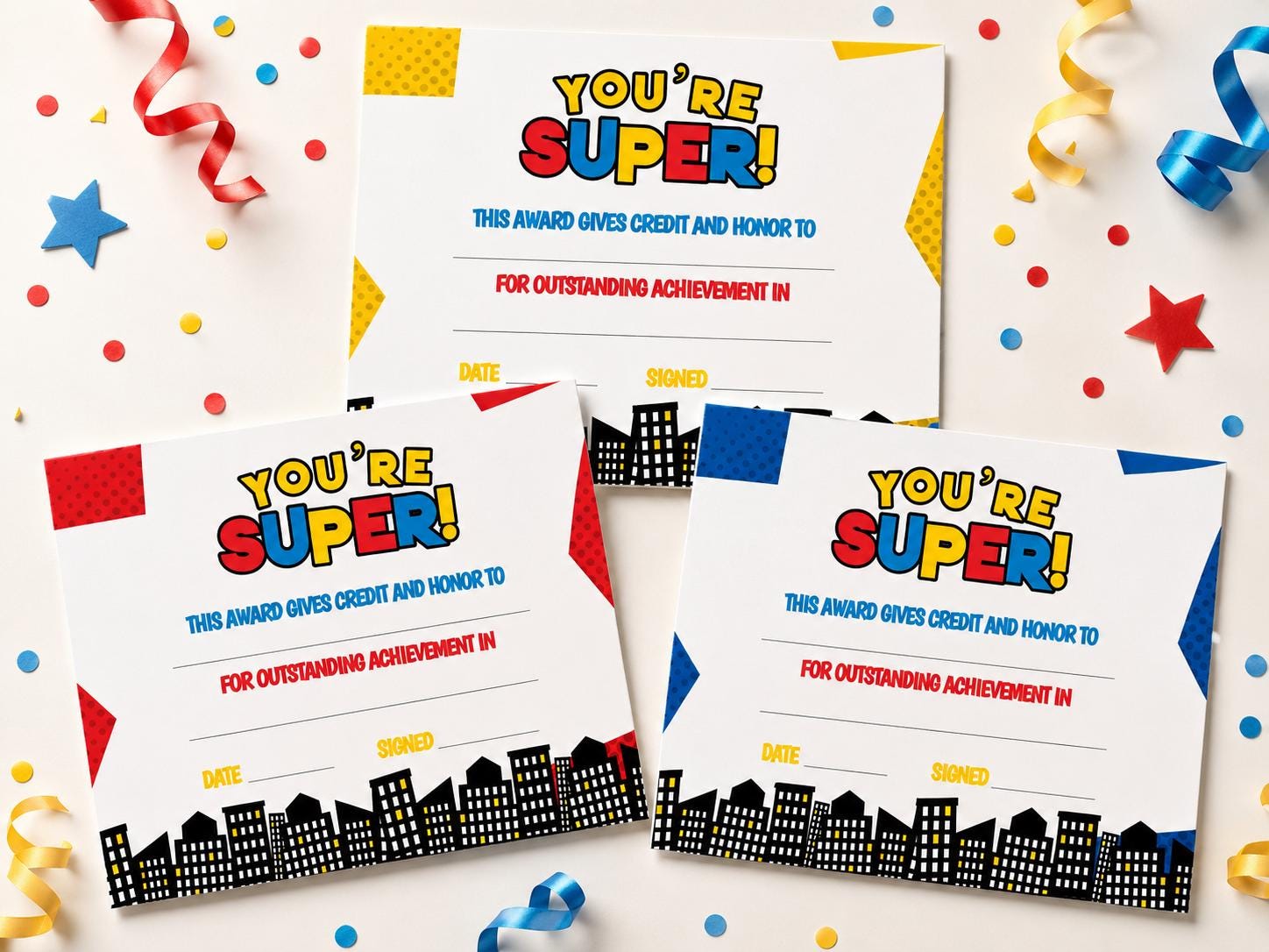 Superhero Certificate Printable, You're Super Award Kids Birthday Party, Instant Download
