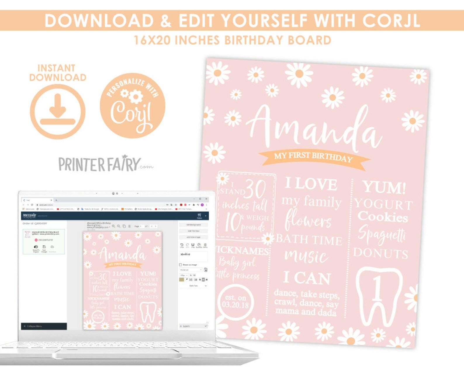 Daisy Party Kit Instant Download | Editable Birthday Templates | Invitation Banner Welcome Sign
