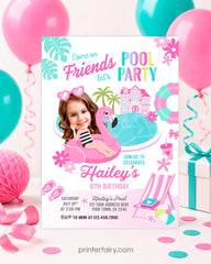 Custom Pool Party Invitation with Photo (Instant Download)
