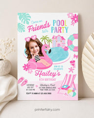 Custom Pool Party Invitation with Photo (Instant Download)