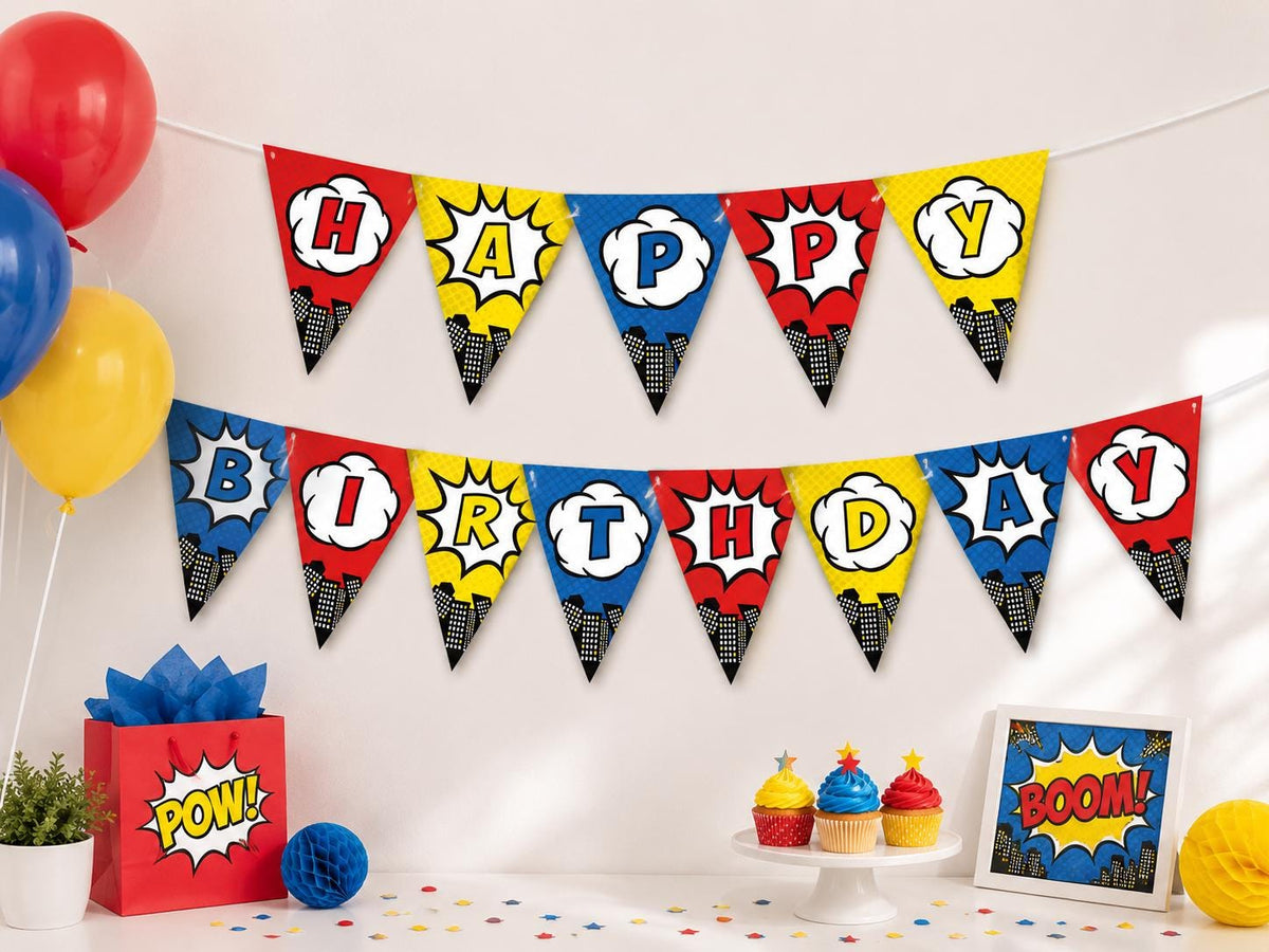 Superhero Birthday Party Printable Banner, INSTANT DOWNLOAD
