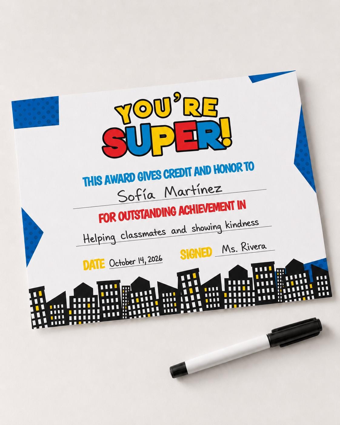 Superhero Certificate Printable, You're Super Award Kids Birthday Party, Instant Download
