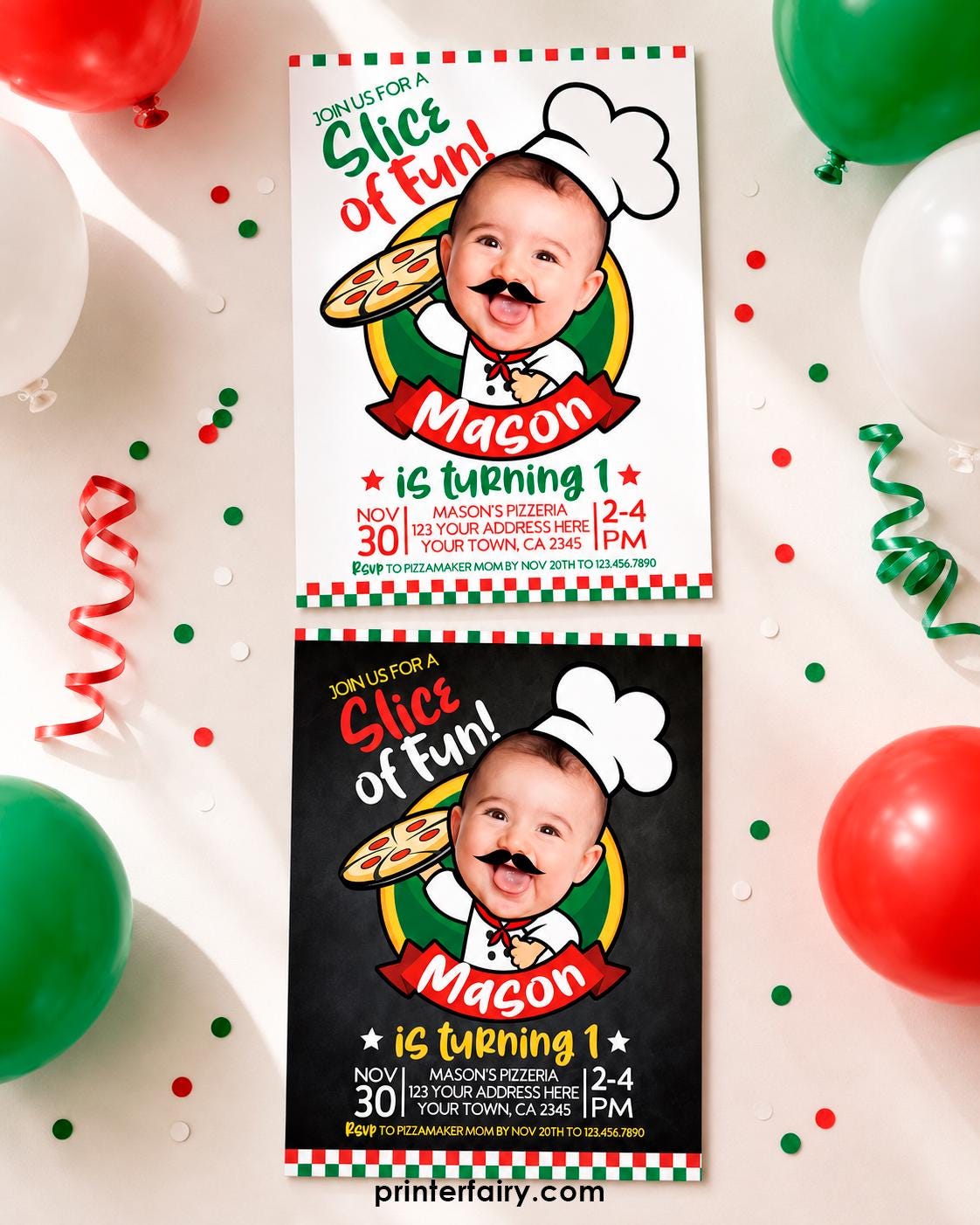 Pizza Party Custom Birthday Invitation with Photo for Any Age (Digital Download)