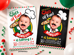 Pizza Party Custom Birthday Invitation with Photo for Any Age (Digital Download)