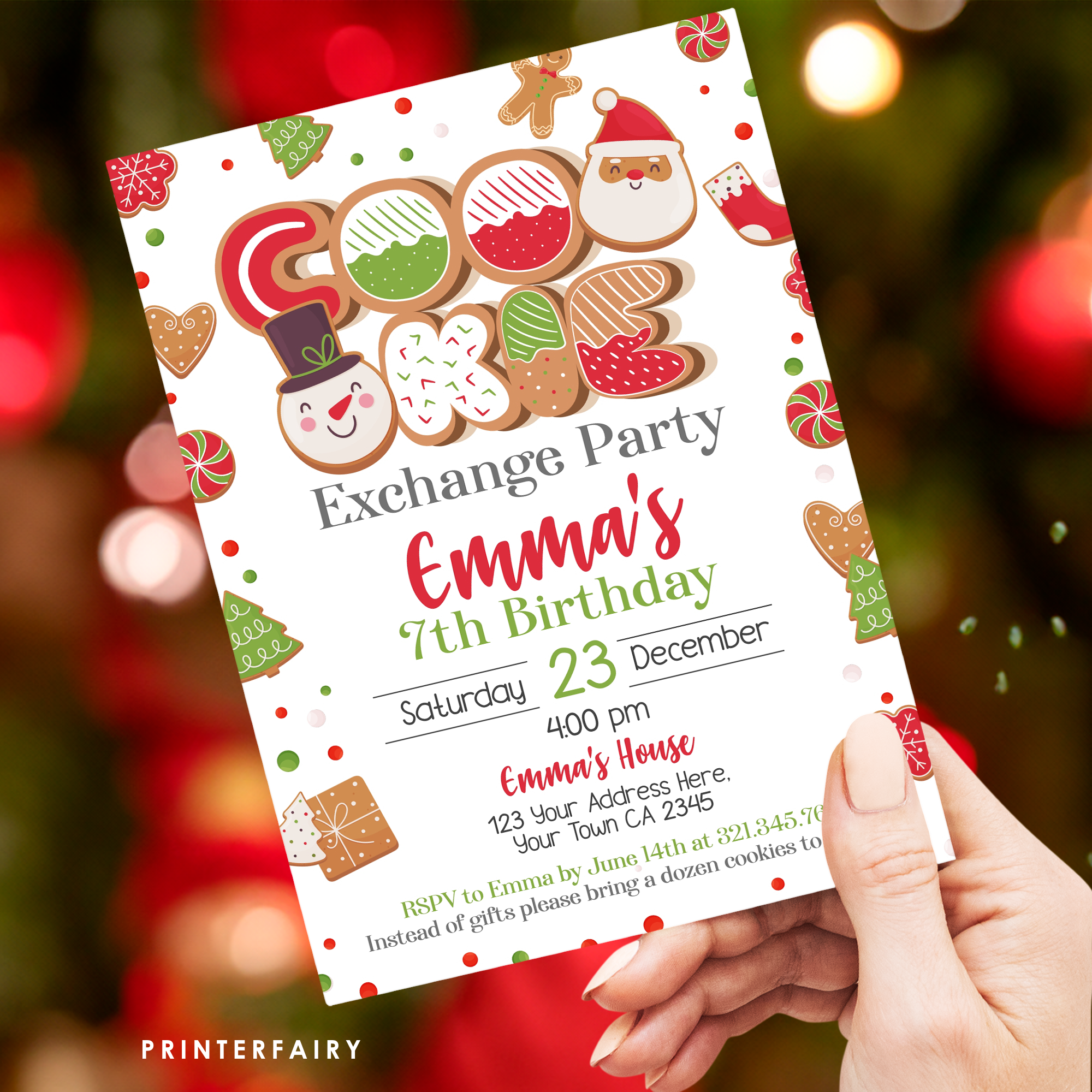 Christmas Cookie Exchange Birthday Invitation