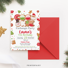 Christmas Cookie Exchange Birthday Invitation