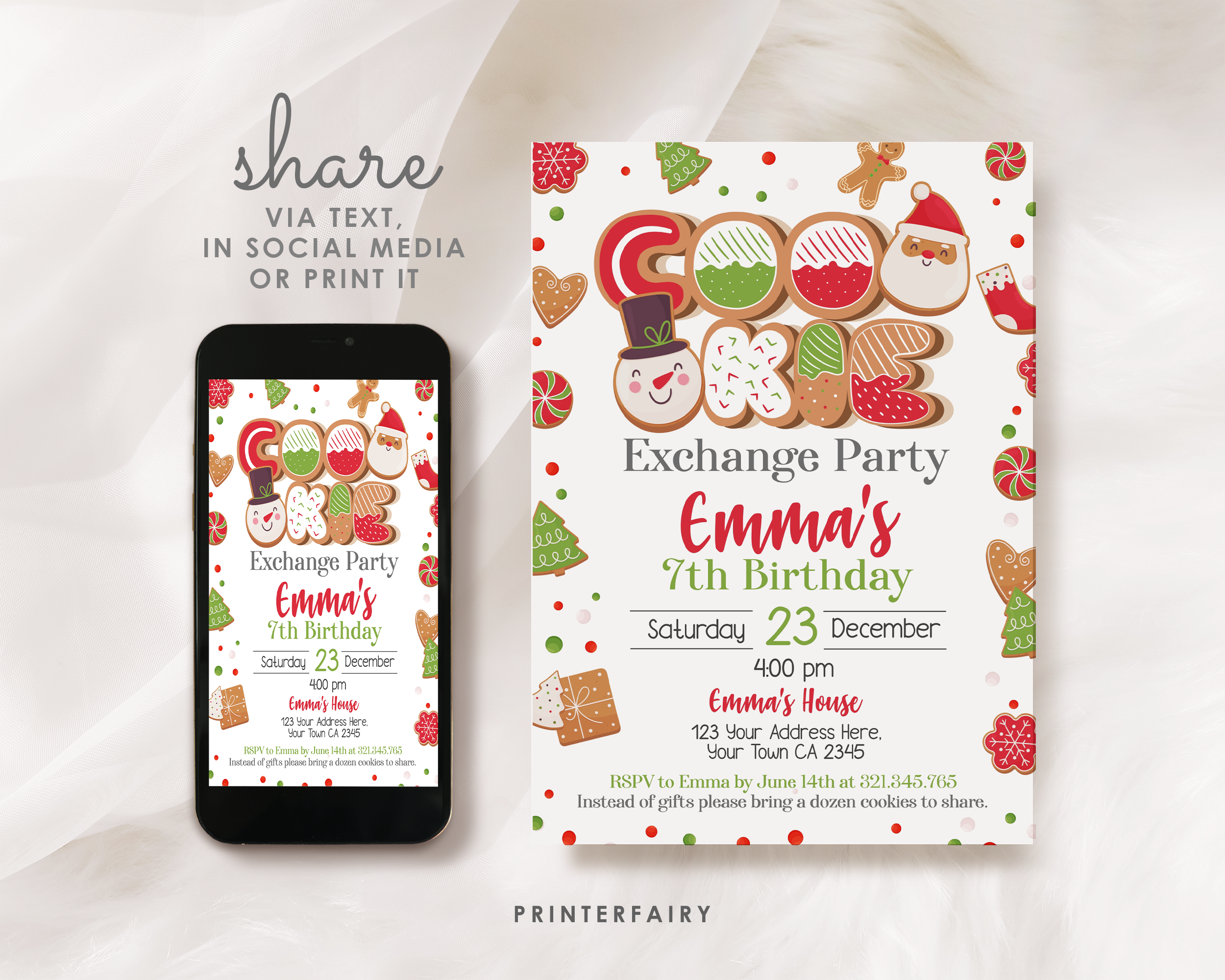 Christmas Cookie Exchange Birthday Invitation