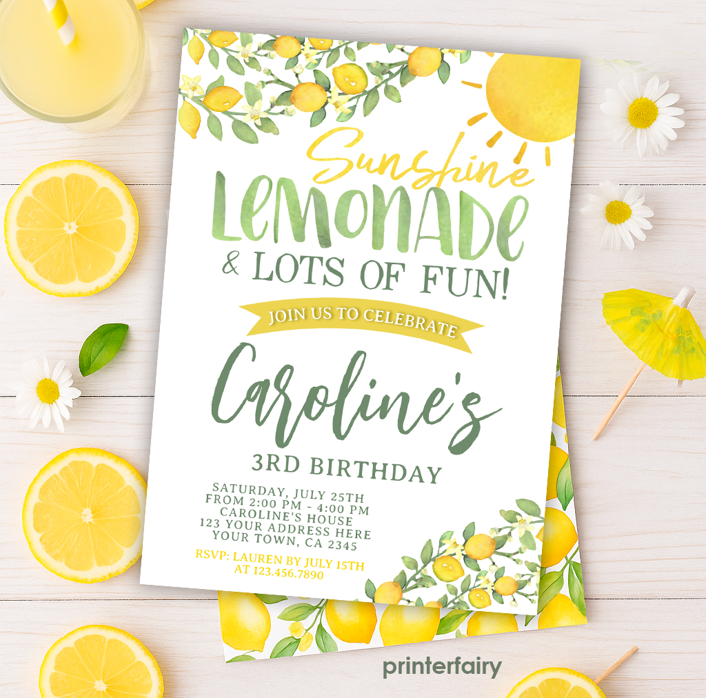 Sunshine Lemonade Birthday Invitation