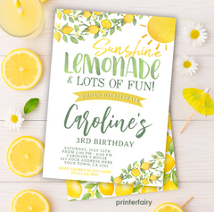 Sunshine Lemonade Birthday Invitation